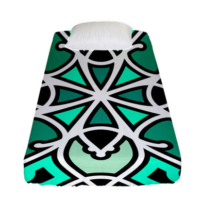 Green Swizzle Fitted Sheet (Twin Size)