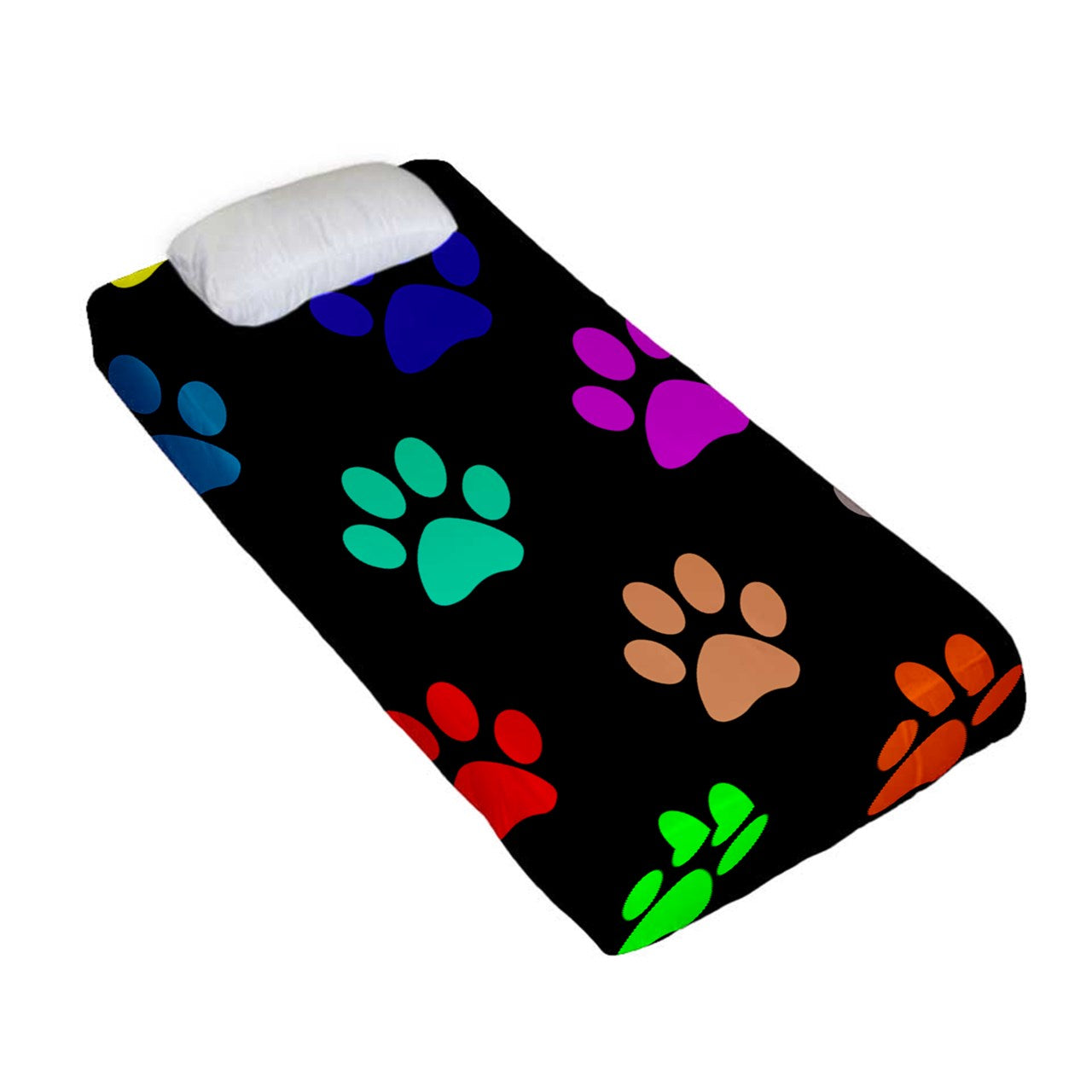 Colorful Paw Prints Fitted Sheet (Twin Size)