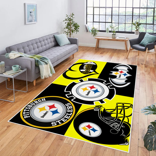 Steelers Collage Inspired Area Rug 84" x 60"