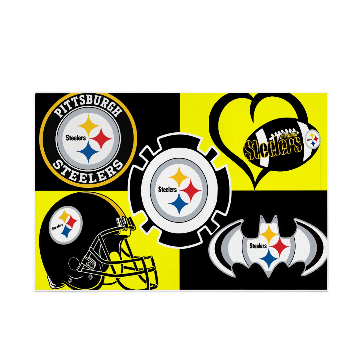 Steelers Collage Inspired Area Rug 84" x 60"