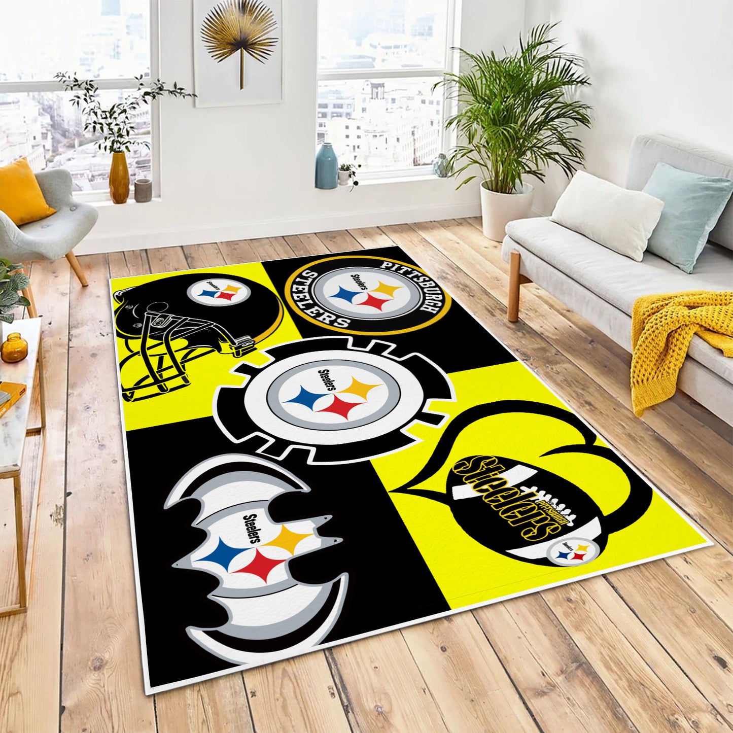 Steelers Collage Inspired Area Rug 84" x 60"