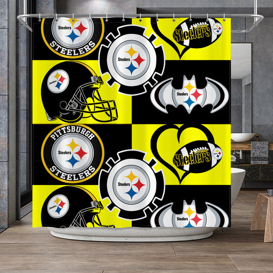 Steelers Collage Inspired Shower Curtain 72"x72"