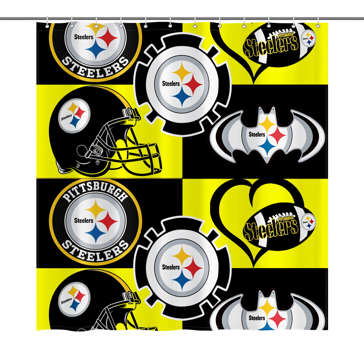 Steelers Collage Inspired Shower Curtain 72"x72"
