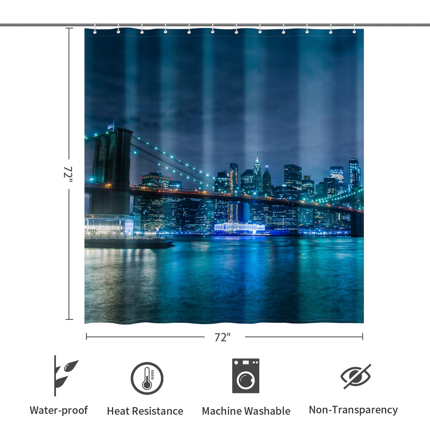 City of New York Shower Curtain 72"x72"