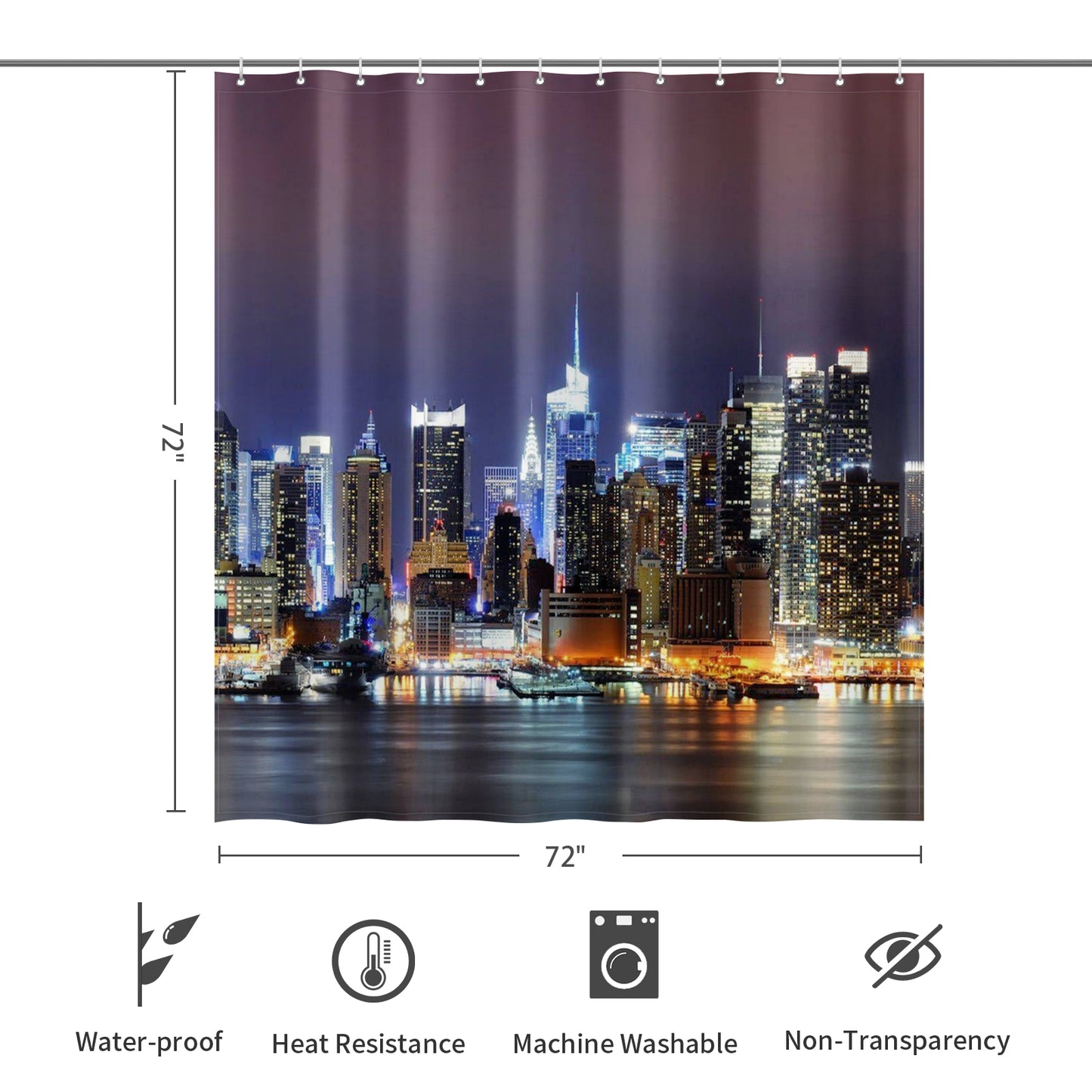City Lights Shower Curtain 72"x72"