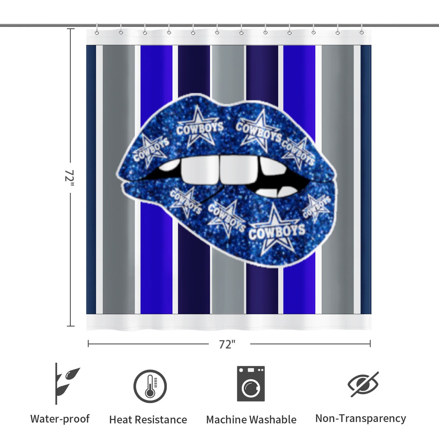 Cowboys Lip Inspired Shower Curtain 72"x72"