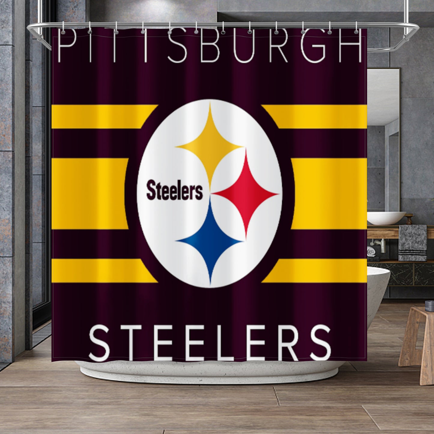 Steelers Inspired Shower Curtain 72"x72"
