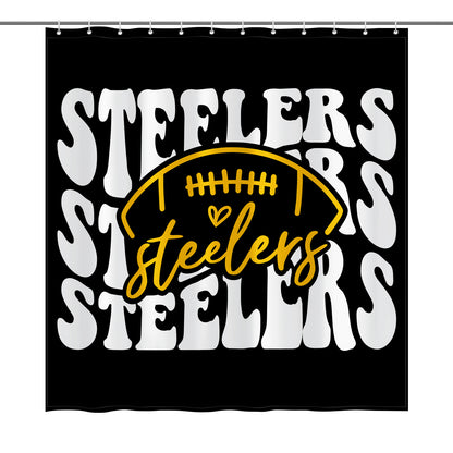 Steelers Inspired Black and White Shower Curtain 72"x72"