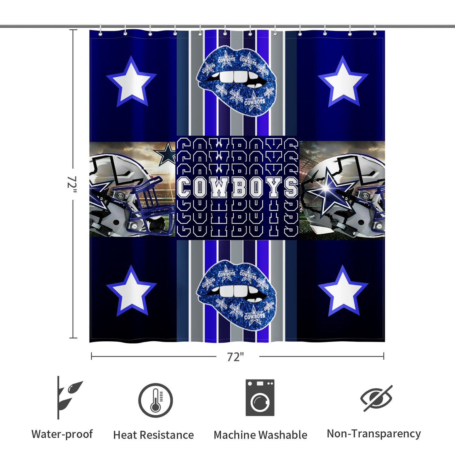 Cowboys Collage Inspired Shower Curtain 72"x72"