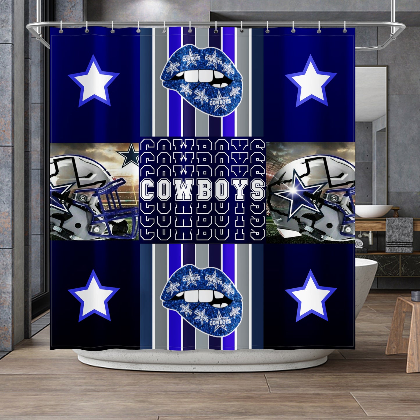Cowboys Collage Inspired Shower Curtain 72"x72"