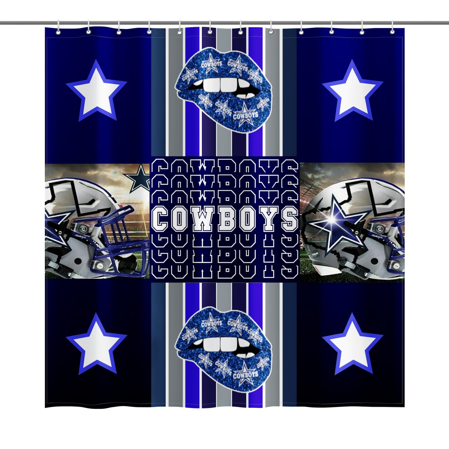 Cowboys Collage Inspired Shower Curtain 72"x72"