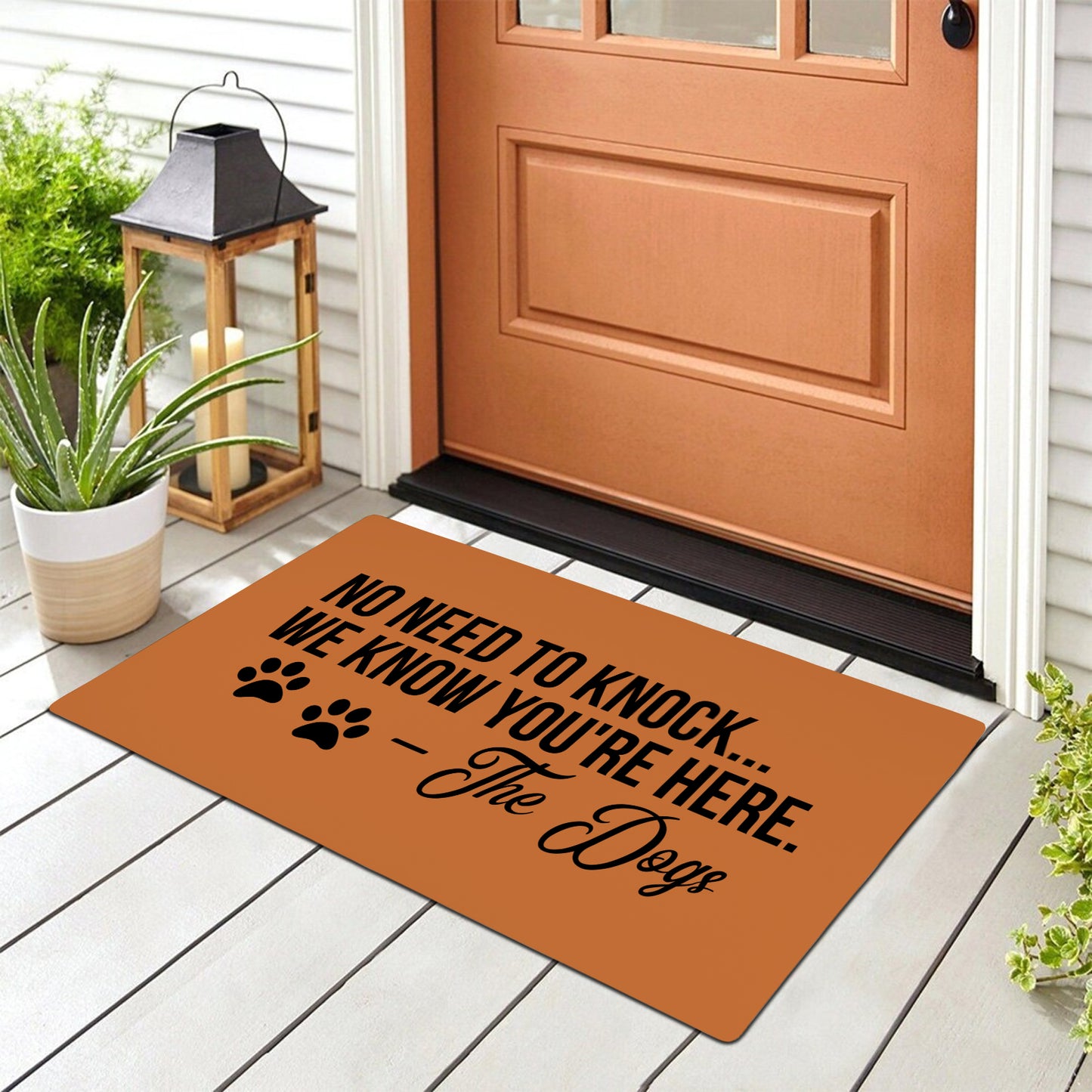 No Need to Knock, We Know You're Here (Brown) Doormat 30"x18"(Rubber)