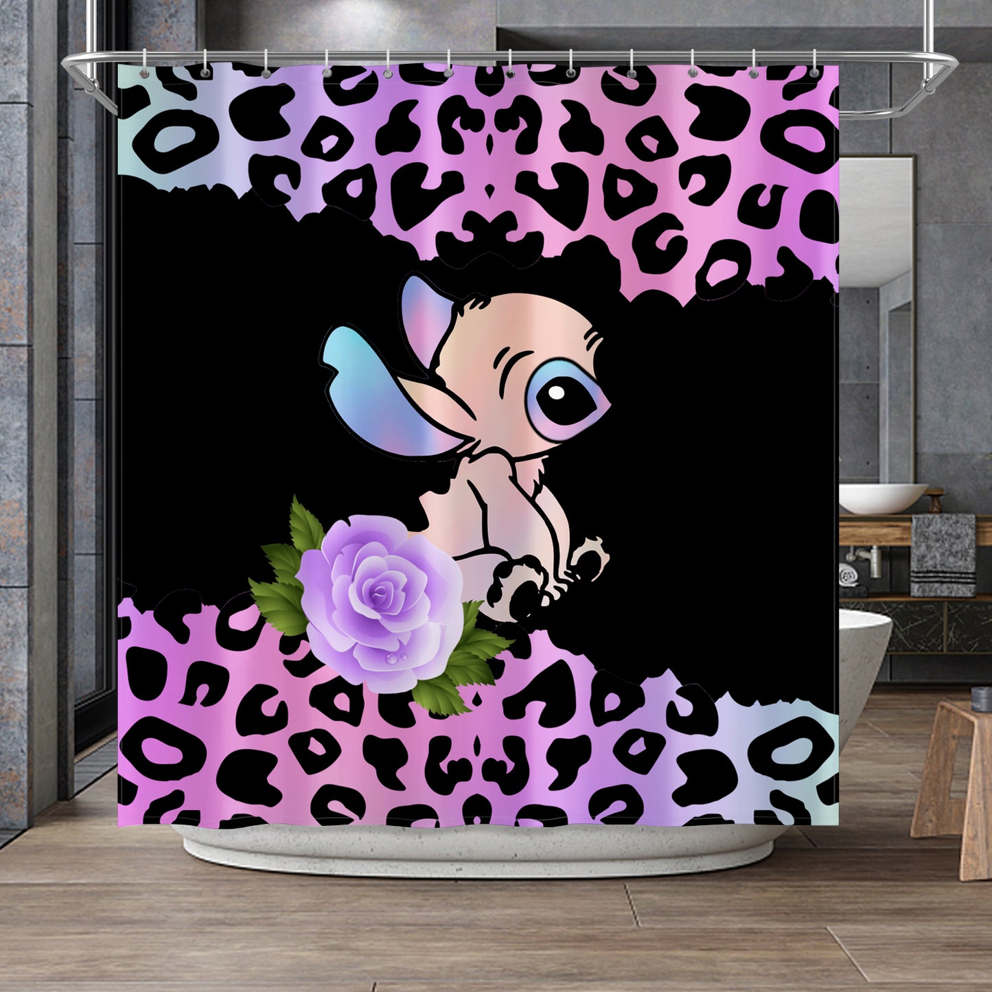 Stitch Inspired Pastel Shower Curtain 72"x72"