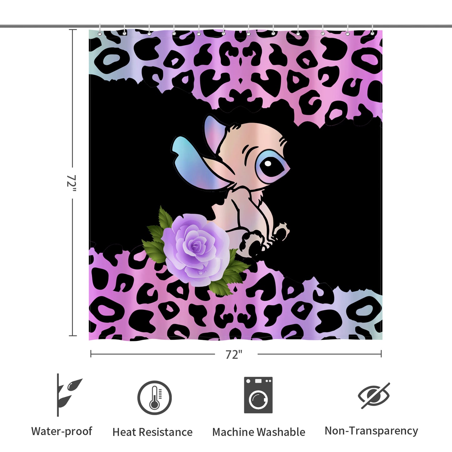 Stitch Inspired Pastel Shower Curtain 72"x72"