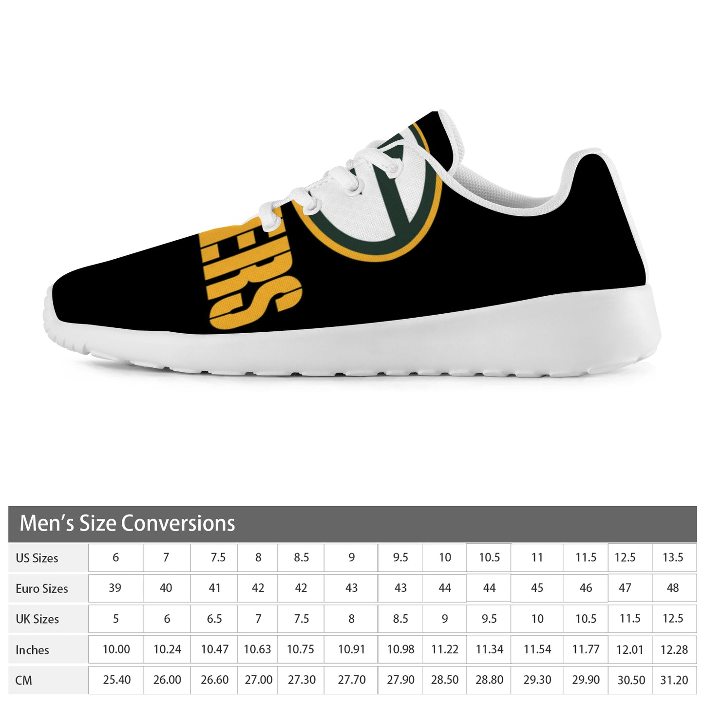 Packers Inspired Men's Athletic Shoes