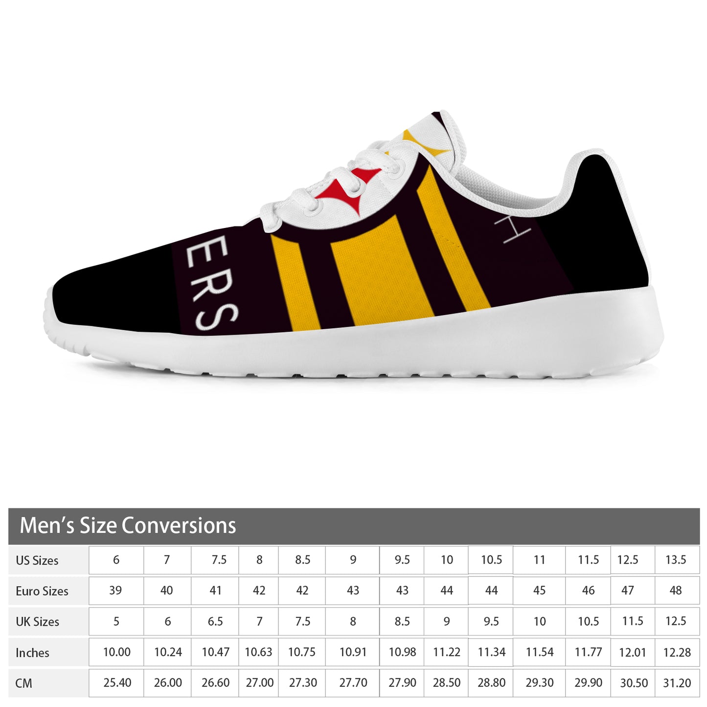 Steelers Inspired Men's Athletic Shoes