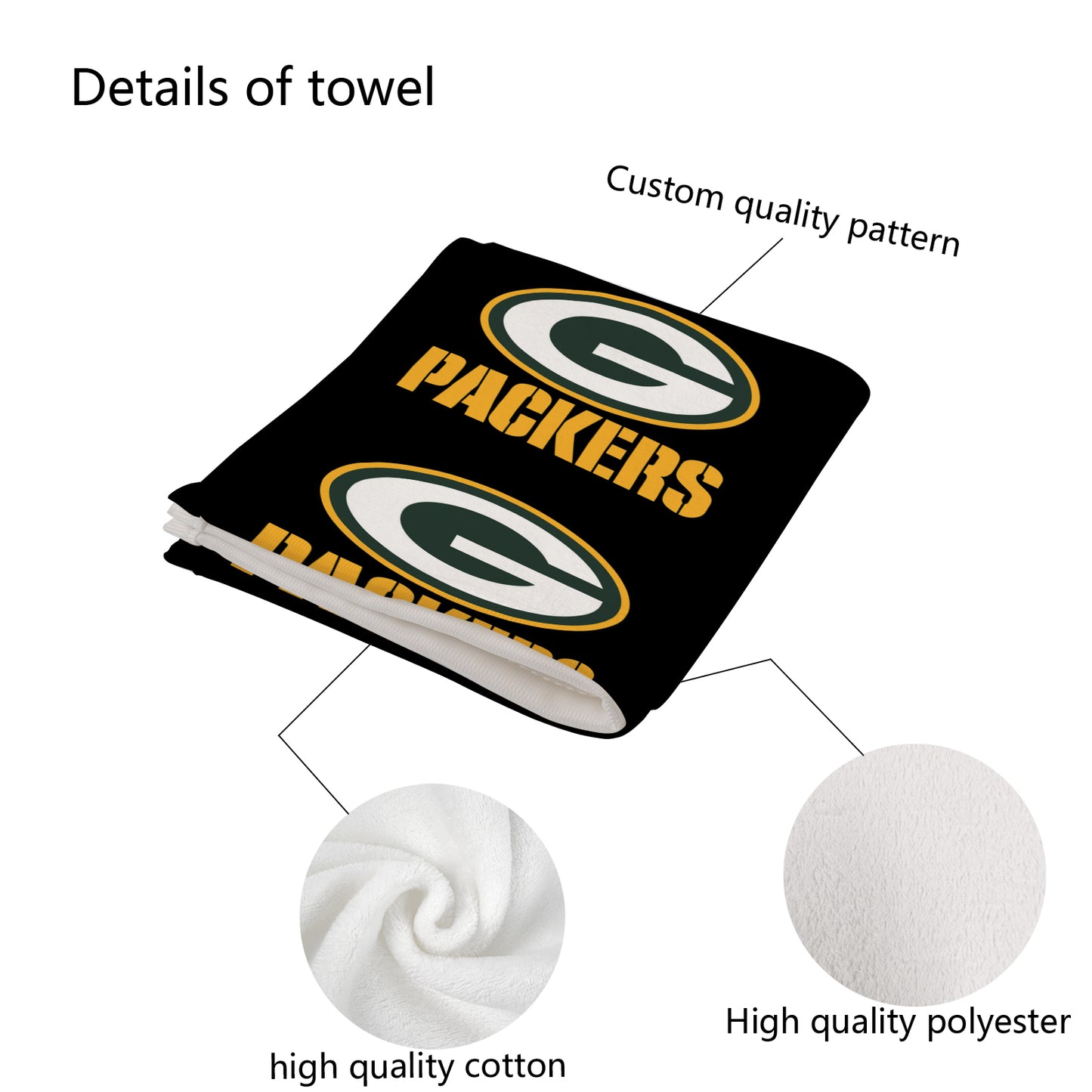 Packers Inspired Custom Towel 16"x28"