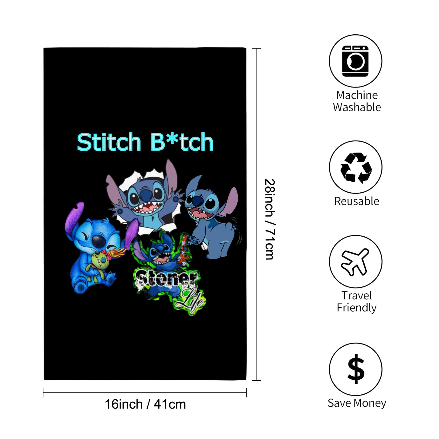 Stitch Inspired Custom Towel 16"x28"