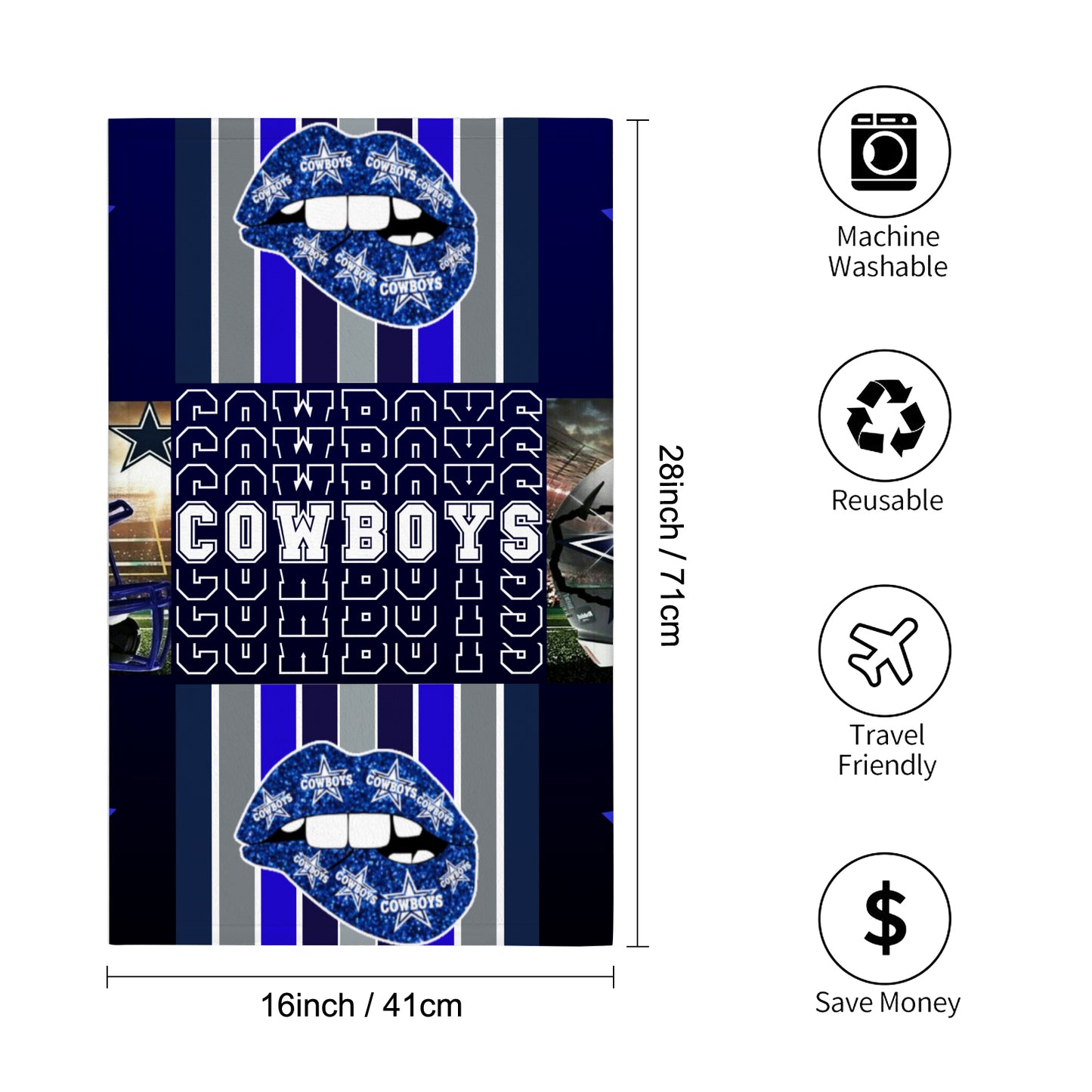 Cowboys Inspired Custom Towel 16"x28"