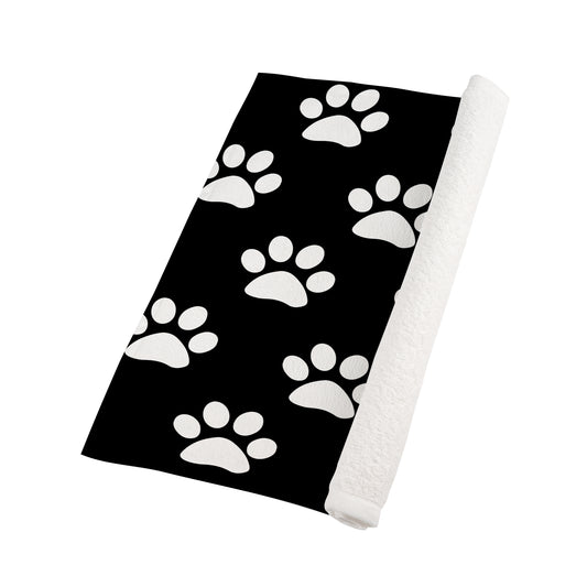 Black and White Dog Paws Custom Towel 16"x28"