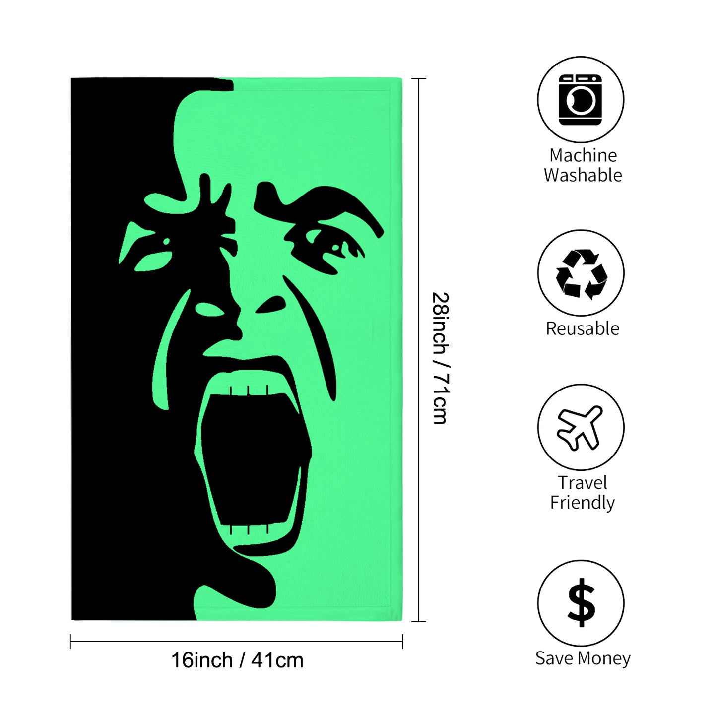 Method 2 Da Madness (Green and Black) Custom Towel 16"x28"