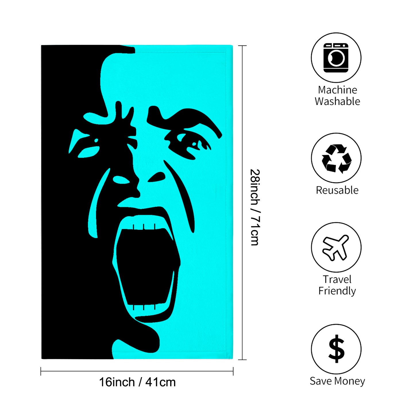 Method 2 Da Madness (Turquoise and Black) Custom Towel 16"x28"