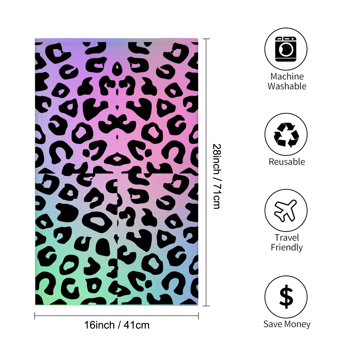 Pastel Leopard Custom Towel 16"x28"