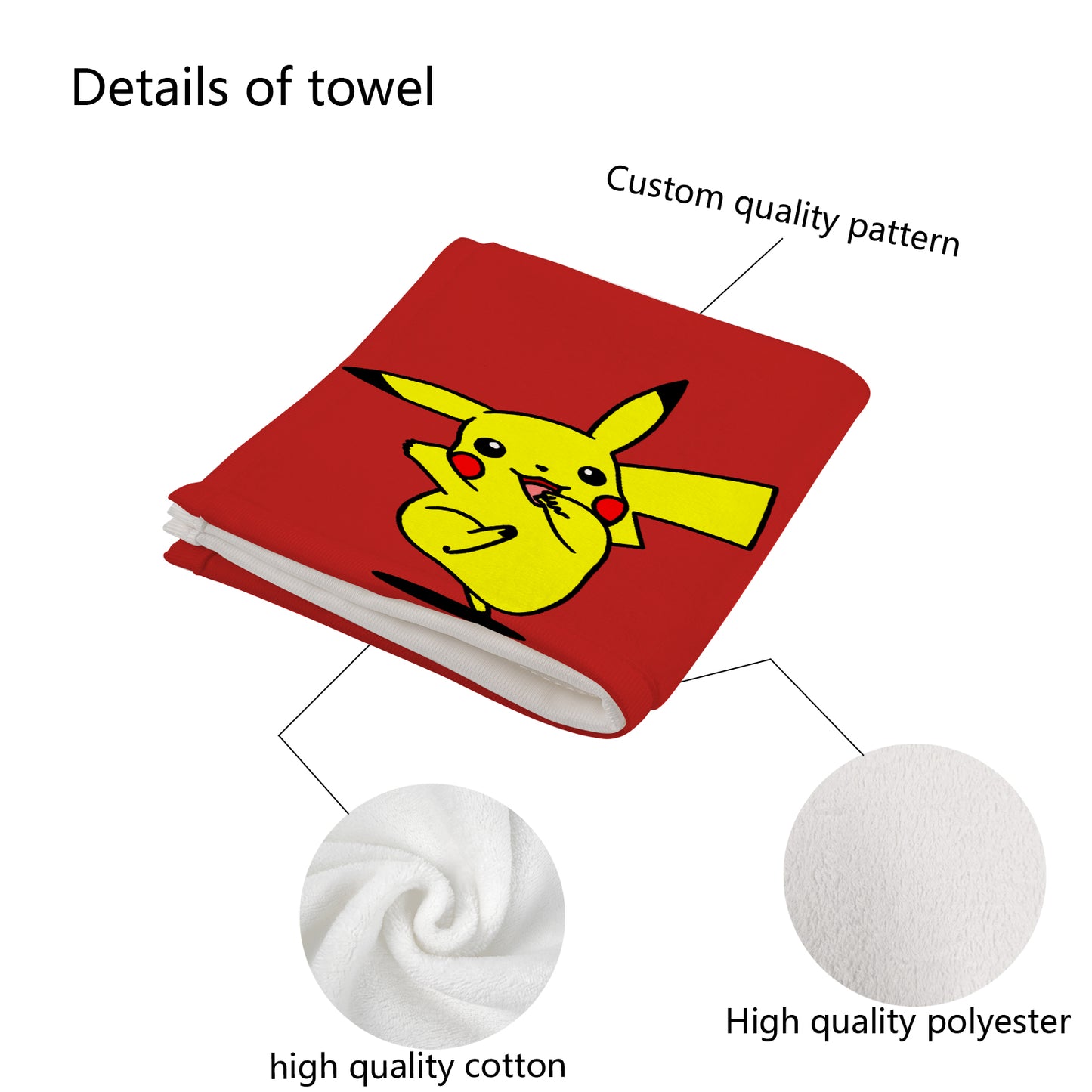 Pikachu Inspired Custom Towel 16"x28"