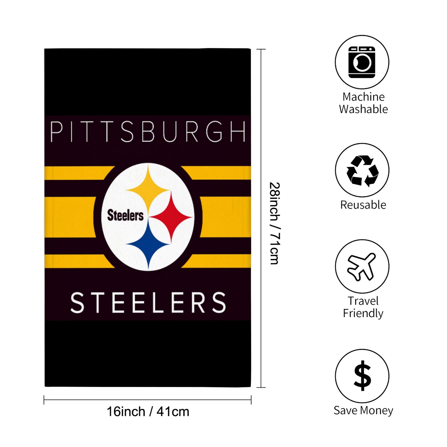 Steelers Inspired Custom Towel 16"x28"