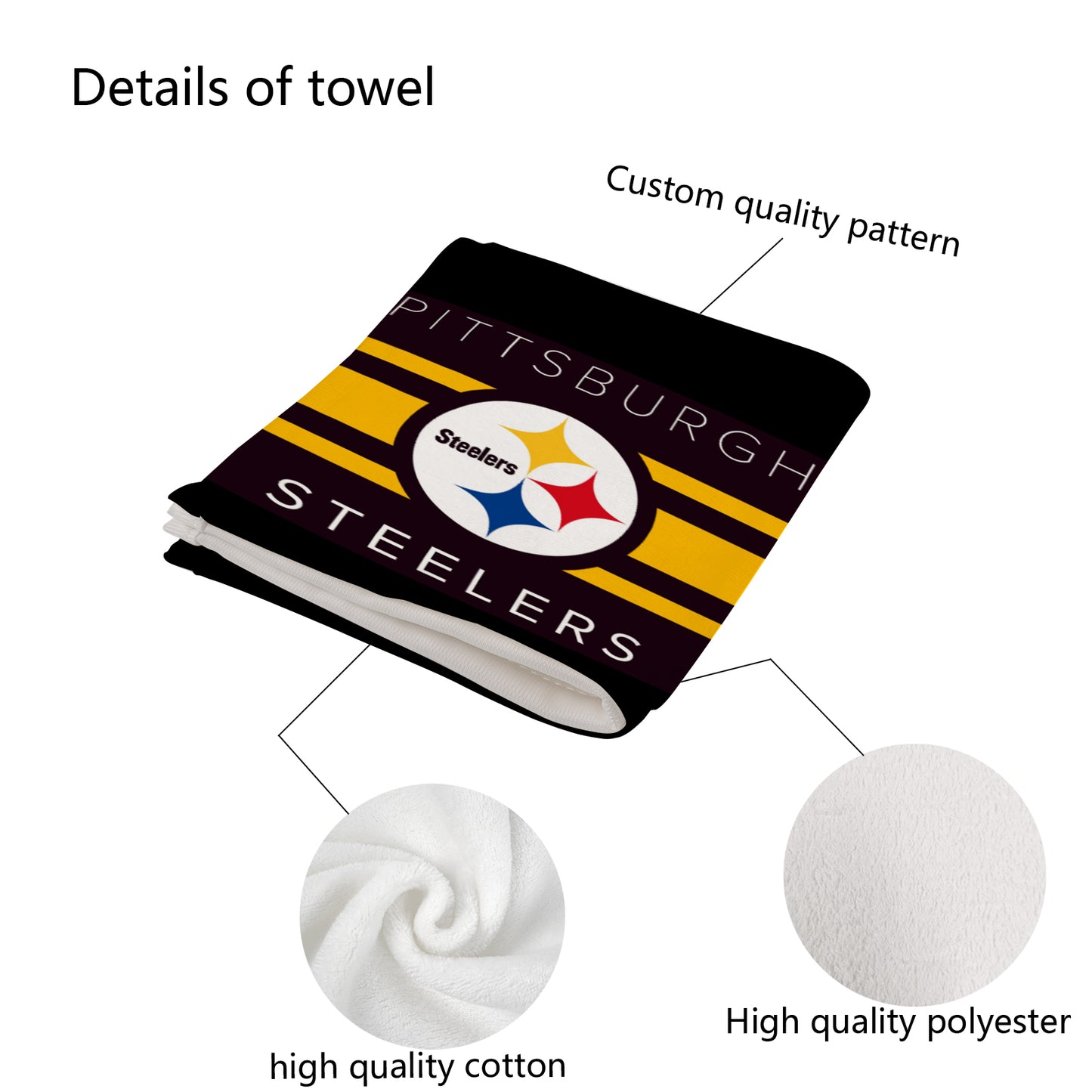 Steelers Inspired Custom Towel 16"x28"