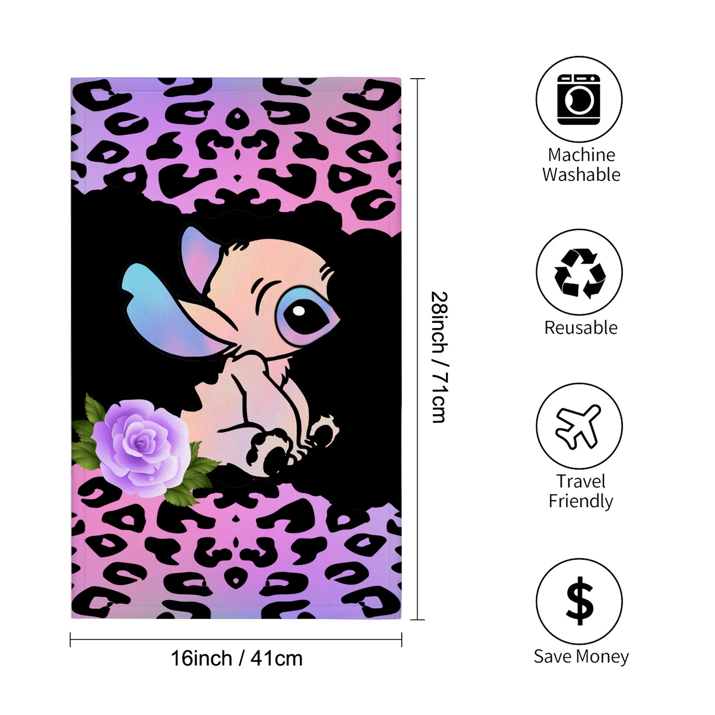 Pastel Stitch Inspired Custom Towel 16"x28"