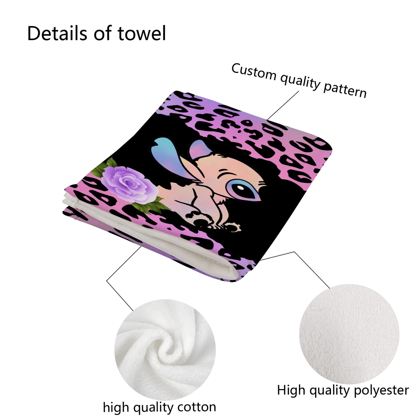 Pastel Stitch Inspired Custom Towel 16"x28"