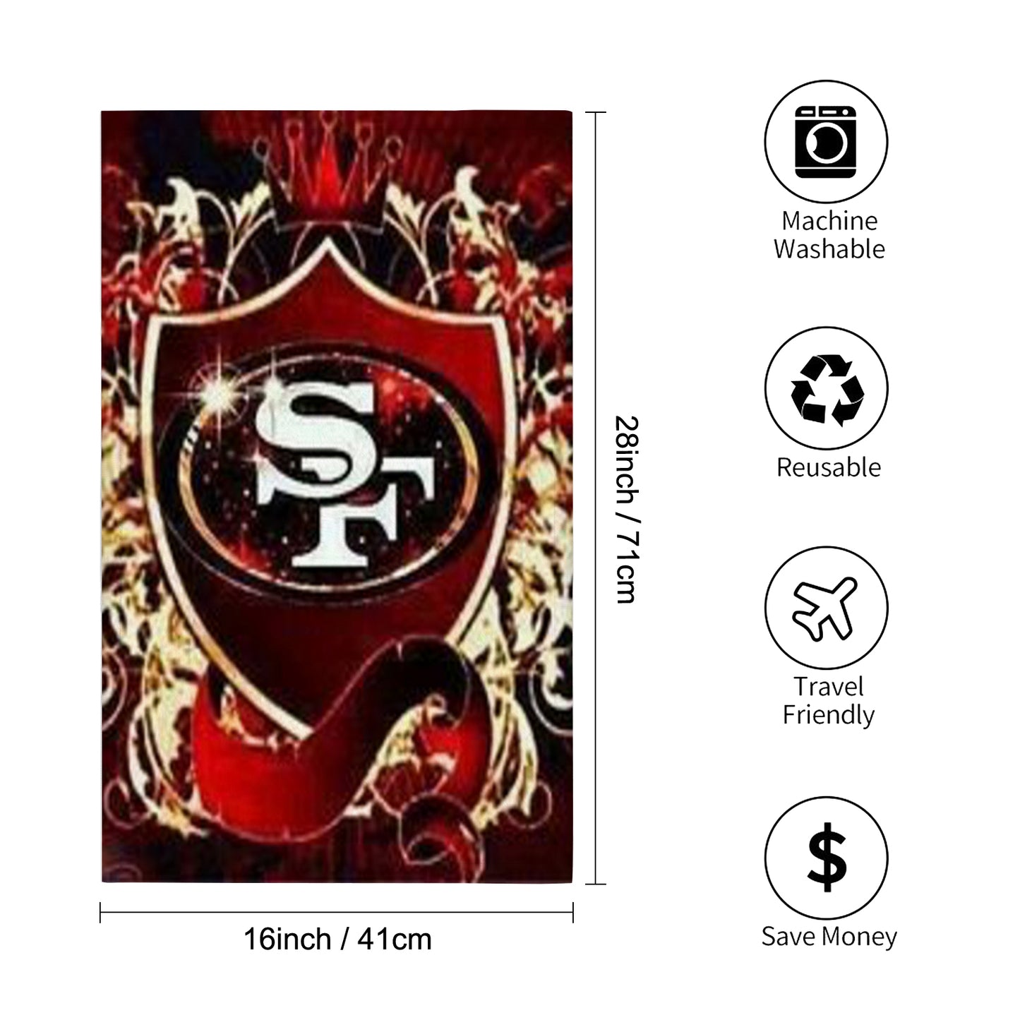 49ers Inspired Custom Towel 16"x28"