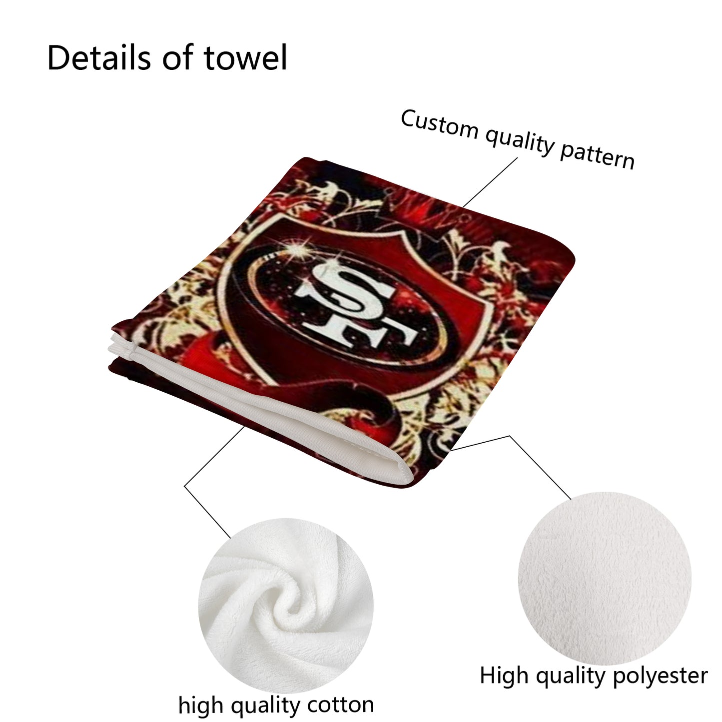 49ers Inspired Custom Towel 16"x28"