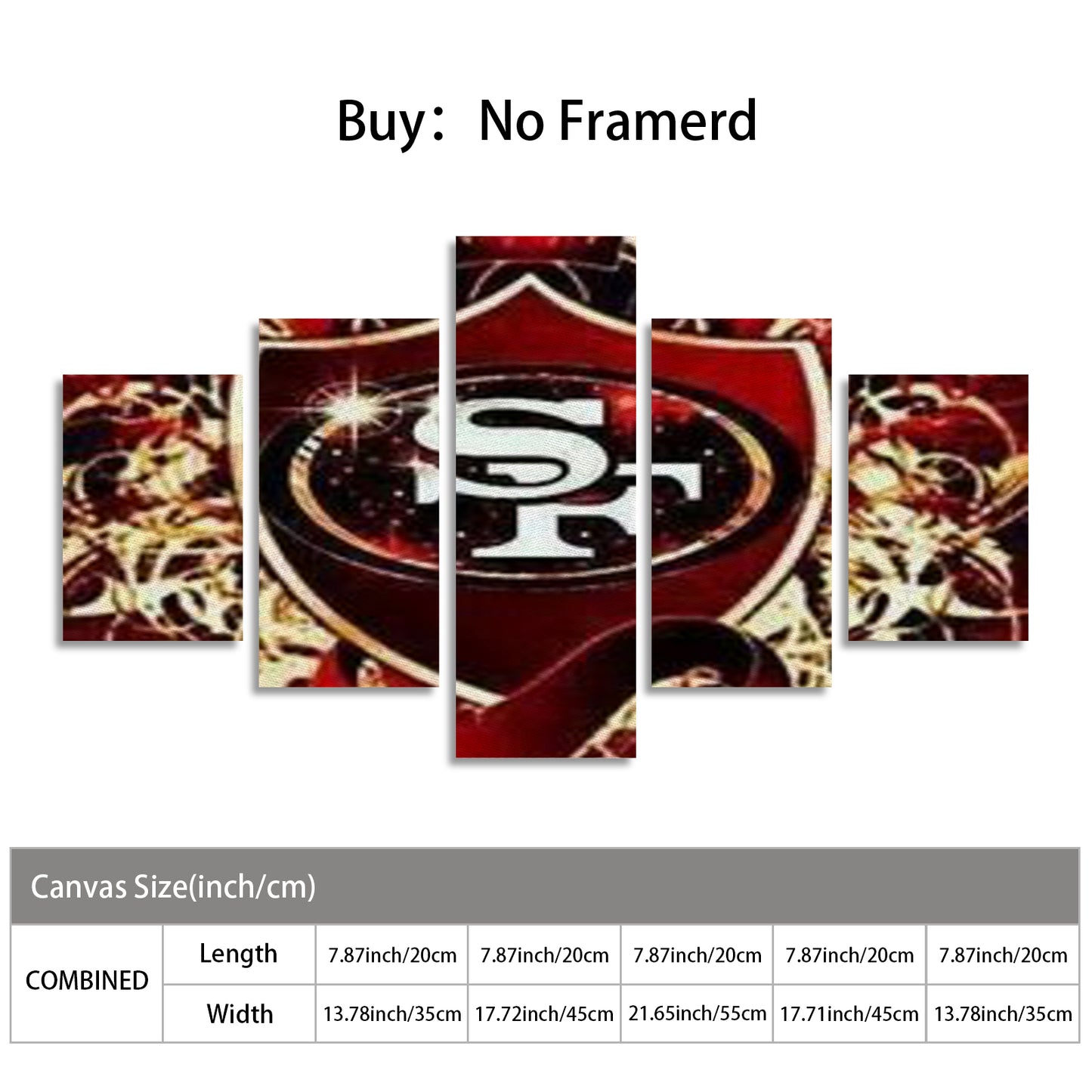49ers Inspired Canvas Wall Art (No Frame) 5-Pieces