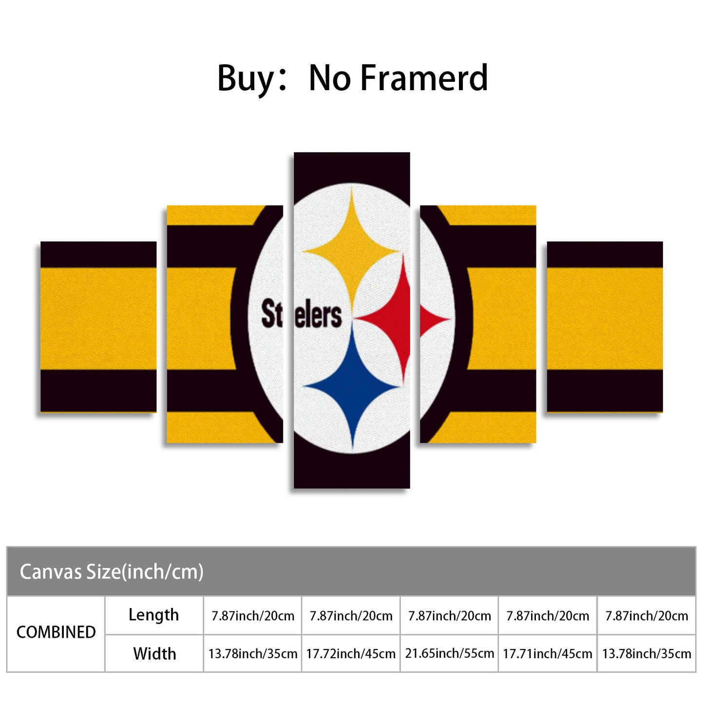 Steelers Inspired Canvas Wall Art (No Frame) 5-Pieces