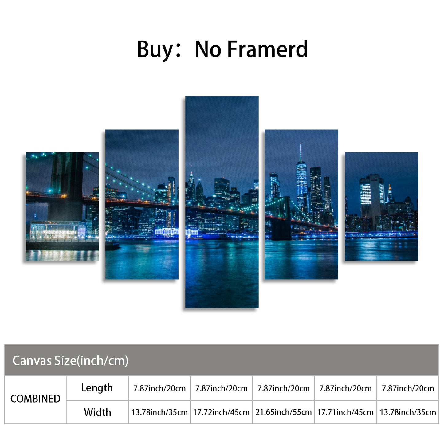 City of New York Canvas Wall Art (No Frame) 5-Pieces
