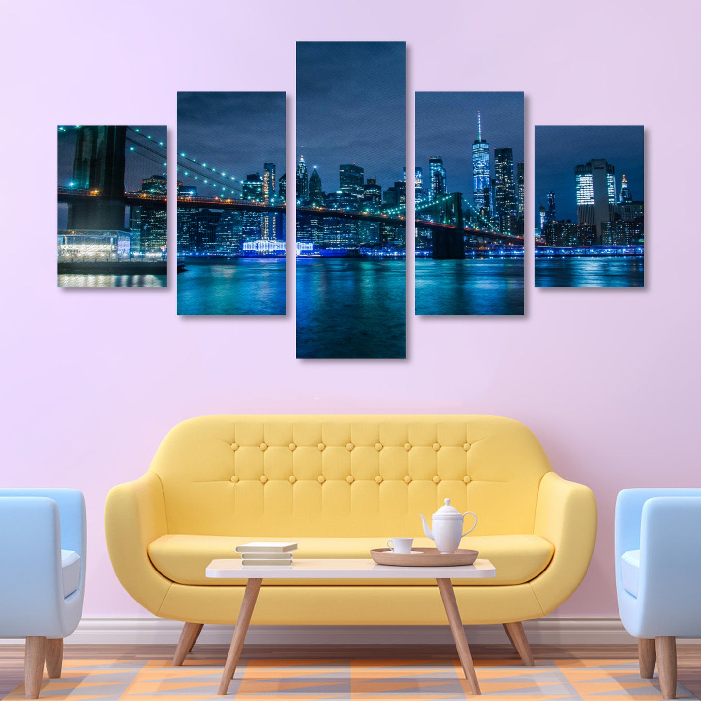 City of New York Canvas Wall Art (No Frame) 5-Pieces