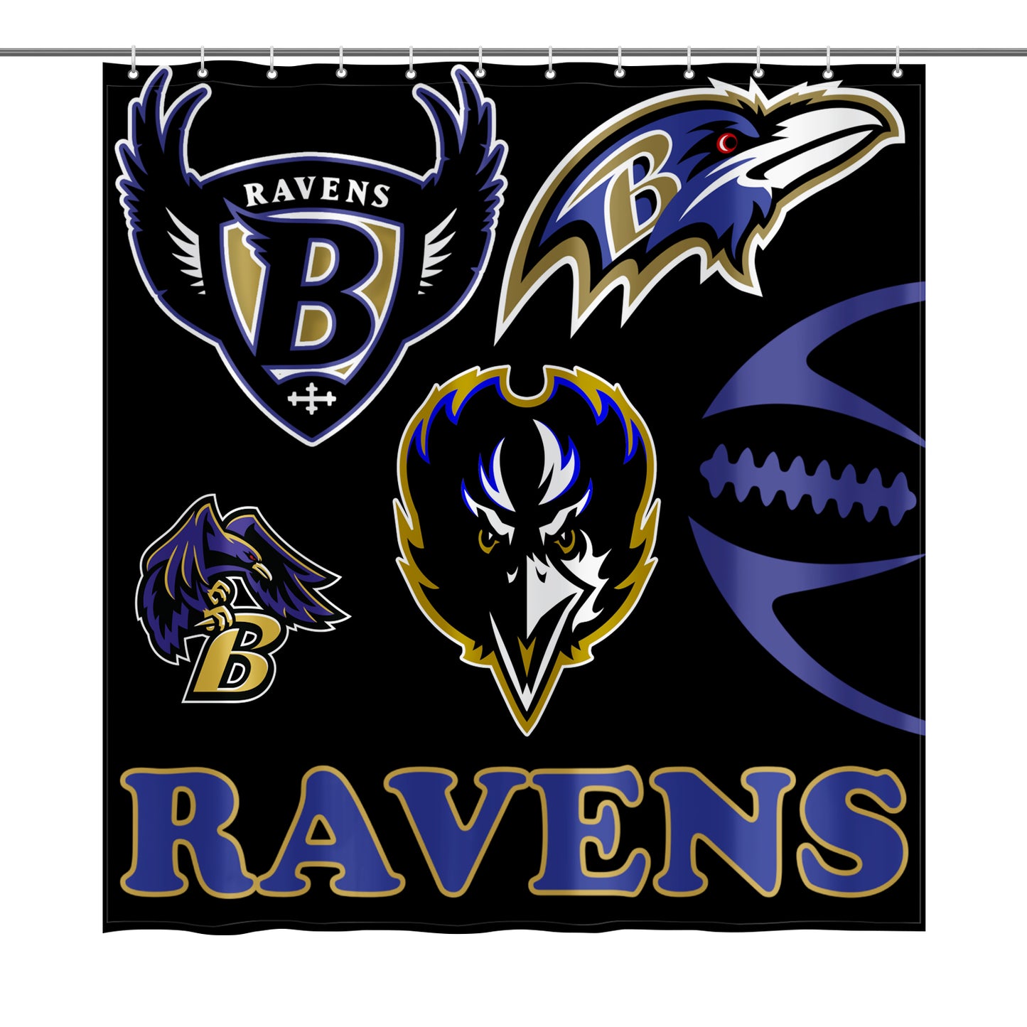 Ravens Inspired Shower Curtain 72"x72"