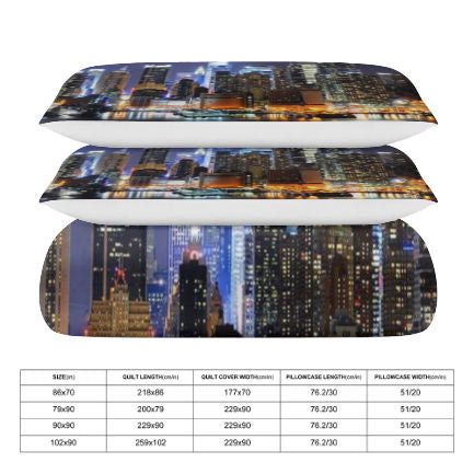 City Lights 3-Piece Bedding Set (1 Duvet Cover + 2 Pillowcase)