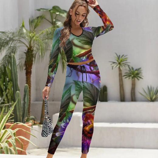 Peaceful Day V-neck Sweatshirt Suit
