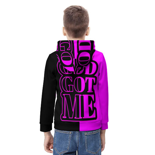 God Got Me (Purple and Black) Teens full-print Hoodie