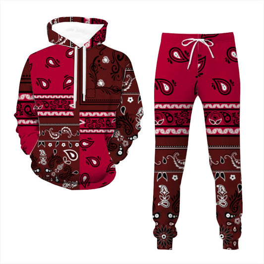 Burgundy Bandana Pattern Sweatsuit (Adult)