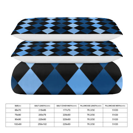Blue Frenzy 3-Piece Bedding Set (1 Duvet Cover + 2 Pillowcase)