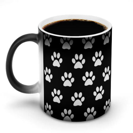 Black and White Dog Paw Prints Color Changing Mug