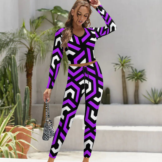 Amazing Lilac V-neck Sweatshirt Suit