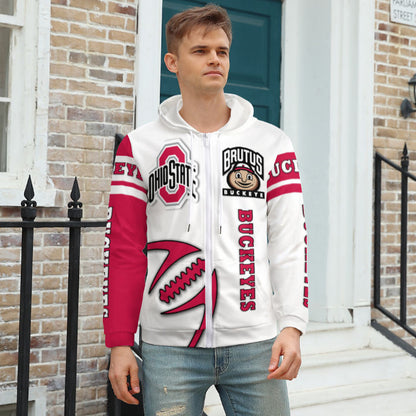 Ohio State Inspired Zippered Hoodie
