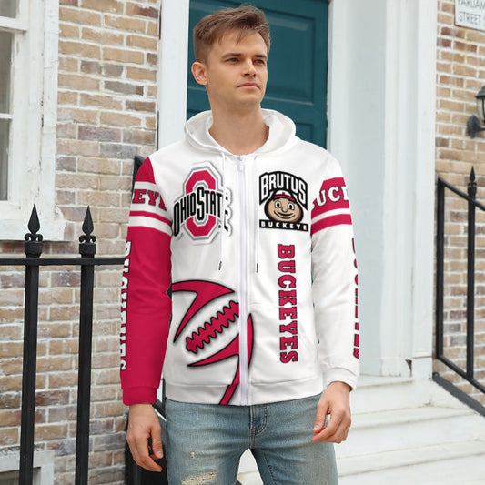 Ohio State Inspired Zippered Hoodie
