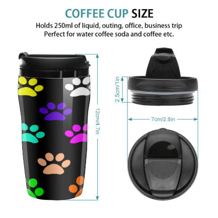 Colorful Dog Paw Prints Travel Coffee Cup