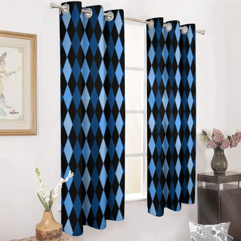 Blue Frenzy Two Pieces Curtains
